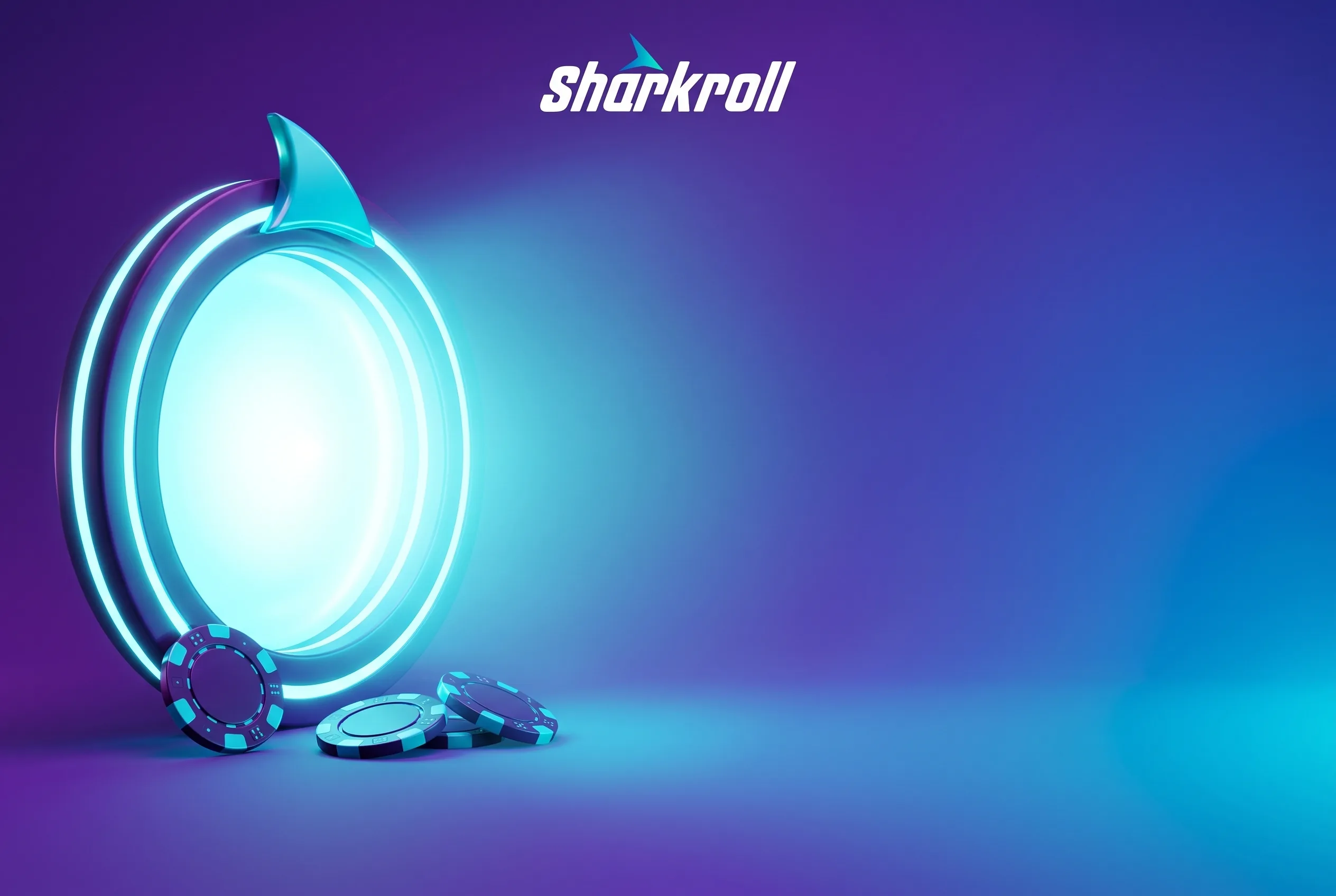 Sharkroll-accountregistratie met een turquoise haaienvin